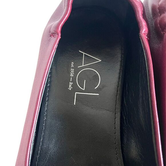 AGL Attilio Giusti Leombruni Studded Flats Pointy Toe Shoes 39 Burgundy - Picture 10 of 10